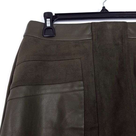 Andrew Marc New York Dark Olive Green Faux Suede Leather Mini Size Small - Picture 3 of 4